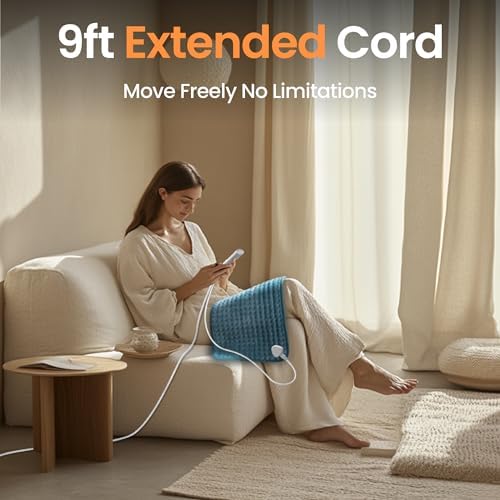 Heating Pad for Back Period Cramps Neck Shoulder, 12''×24'' Electric Heating Pad with 9 Heat Settings Auto Shut-Off and Rapid Heating, Ideal Gift for Women Men