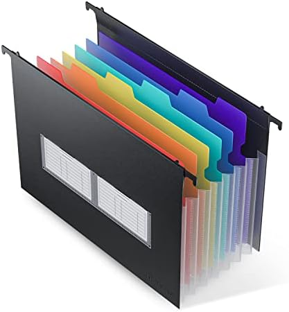 ThinkTex Plastic Expanding Hanging File Folders, 7 * 1.2" Accordion Pockets