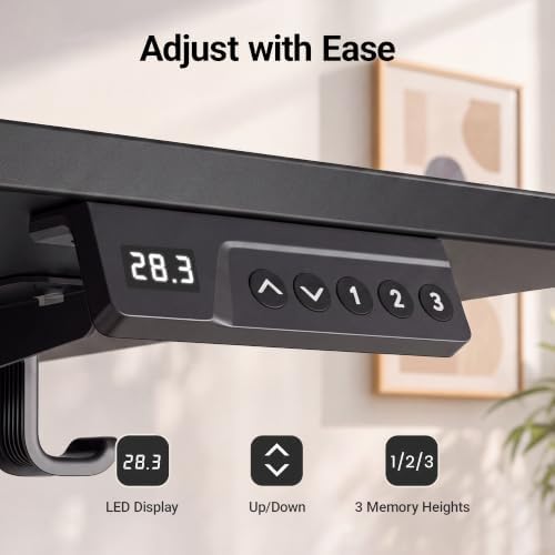Claiks 48 x 24 Inch Black Electric Standing Desk