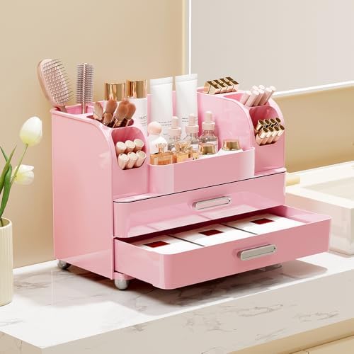 UFORU Makeup Organizer Countertop with 2 Large Drawers for Vanity Bathroom
