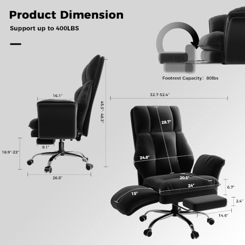 Big and Tall Office Chair, Flip Armrests for Pets & Cross Legged Sitting