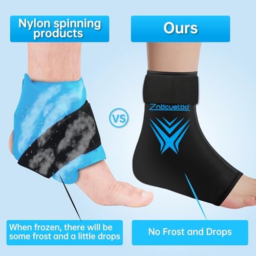 Ankle Ice Pack Wrap for Swelling, Reusable Foot Heel Gel Ice Pack for Injuries Sprained, Hot Cold Therapy Sock Compression for Plantar Fasciitis Pain Relief, Achilles Tendonitis