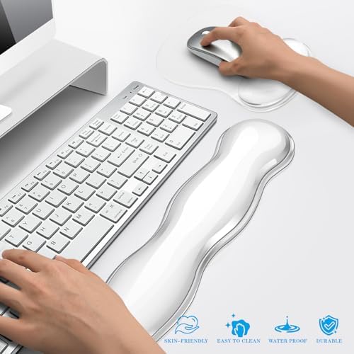 Gel Keyboard & Mouse Wrist Rest Set, Ergonomic Keyboard and Mouse Pad with Wrist Support Typing Pain Relief，Suitable for Office/Computer/Laptop/Gaming（White Set ）