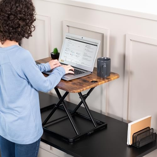 VIVO Vintage Brown 26 in Single Top Standing Desk Converter, DESK-V001JN