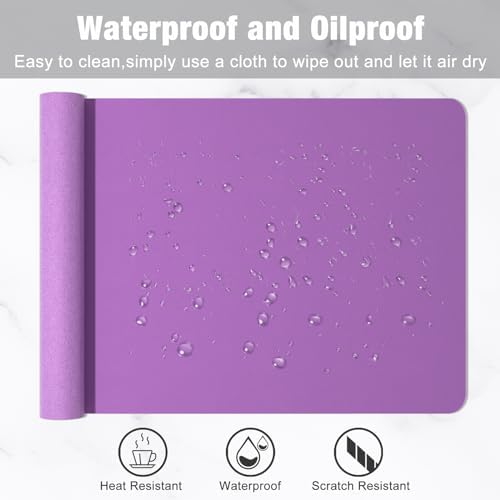 Hsurbtra Desk Pad, 30" x 14" PU Leather Desk Mat, XL Extended Mouse Pad, Waterproof Desktop Blotter Protector, Non-Slip Ultra Thin Large Laptop Keyboard Writing Mat for Office Home, Purple