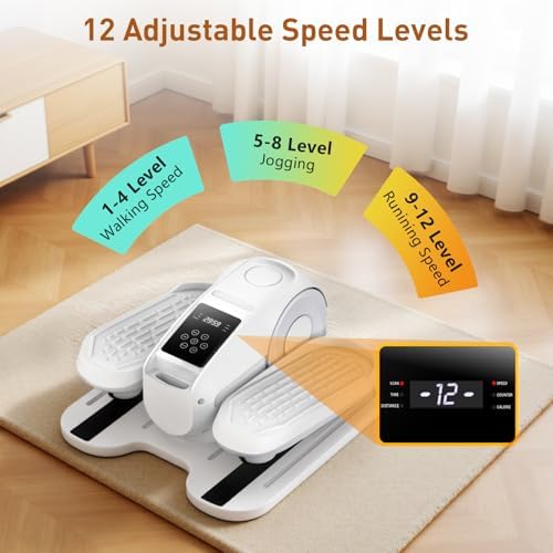 Under Desk Elliptical Exercise Machine, Elliptical Leg Exerciser as Seen on TV, 12 Speeds Leg Exerciser While Sitting for Seniors, Electric Seated Foot Pedal Exerciser for Home Gift for Women