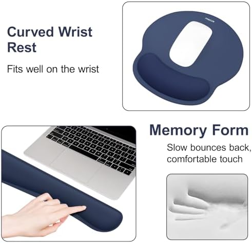 MOSISO Wrist Rest Support for Mouse Pad&Keyboard Set, Navy Blue