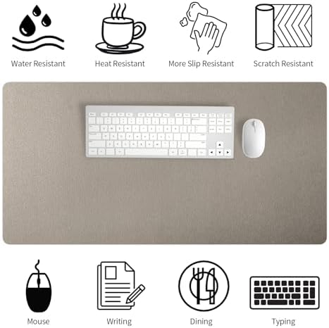 Bloss Pearl Gray Desk Mat 31.5"x15.7", Desk Matt for Desktop, Waterproof Large Desk Pad, Computer Mat for Office/Home/Decor/Christmas Desk Mat