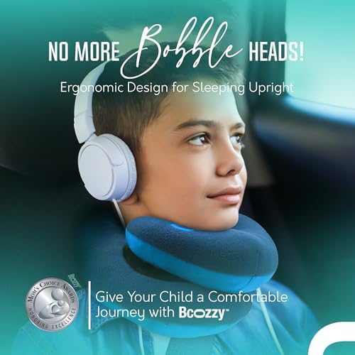 BCOZZY Kids Travel Neck Pillow (8-12 Y/O) – Patented Soft Child Pillow for Head & Chin Support in Car, Airplane, and Road Trip Sleeping. Adjustable Size. Carry Bag. Fully Washable. Medium, Pink