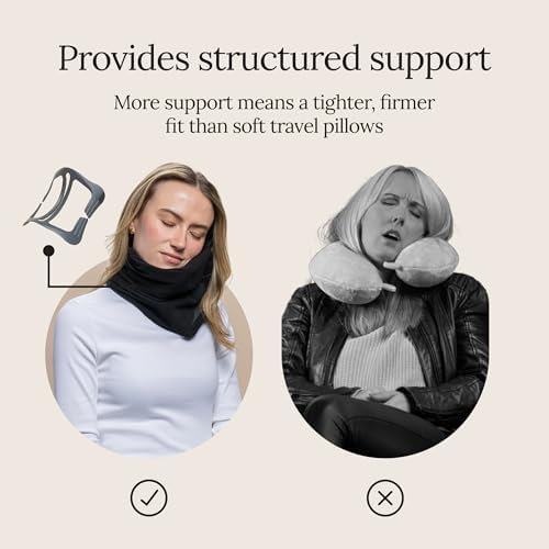 Trtl Travel Pillow Original 2.0 – Scientifically Proven Super Soft Travel Pillow with Premium Head & Neck Support – for Airplane Travel – Machine Washable – Lightweight & Compact – Jet Black – Small