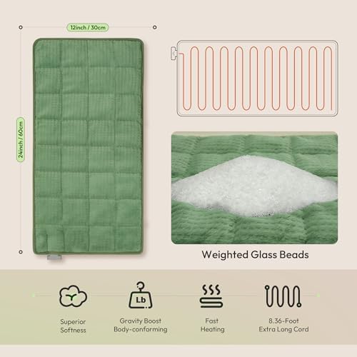 GOTCOZY Heating Pad 12"x24" for Back Pain Relief & Cramps(Sage Green)