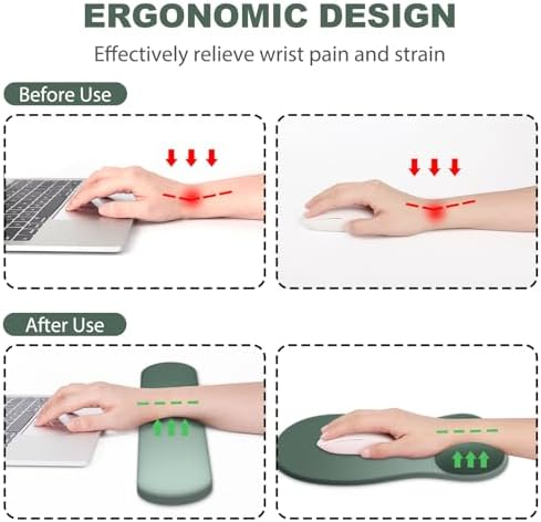 Ergonomic Mouse Pad with Wrist Rest and Keyboard Wrist Rest, Gel Mousepad