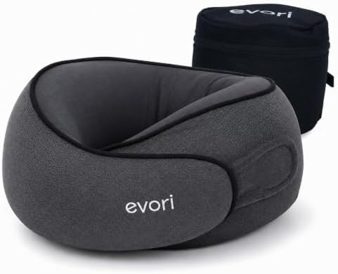 evori Memory Foam Travel Neck Pillow, 360° Support for Airplane & Car