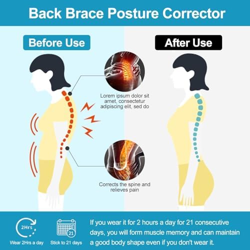 Posture Corrector for Men and Women, Adjustable Back Brace, Comfortable & Breathable Clavicle Straightener, Providing Pain Relief from Bad Posture, Waist, Neck, Back Pain (Medium)