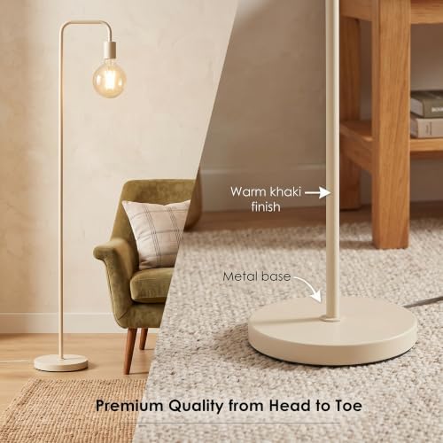 BoostArea Kahki Floor Lamp 63 inch, Modern Cute Floor Lamp, Metal Standing Lamp, E26 Socket, On/Off Footswitch, ETL Listed, Tall Thin Skinny Cool Kids Lamp for Living Room, Bedroom Decor, Minimalist
