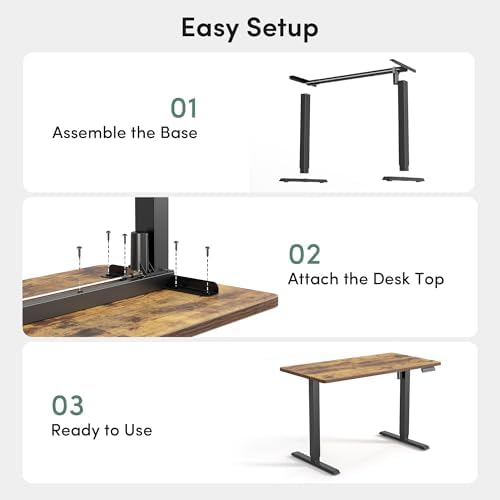 CubiCubi 48 x 24 One-Piece Electric Adjustable Standing Desk, Vintage Brown