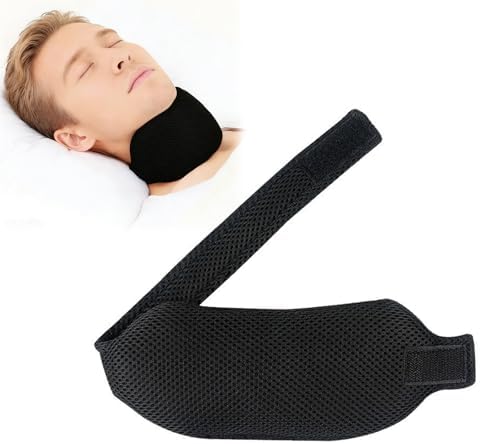 Neck Support Brace for Sleep & Post-Surgery Recovery, Adjustable Anti-Snoring Collar & Chin Up Alignment Device for Tonsil Adenoidectomy - Comfortable Mesh Design (Black)