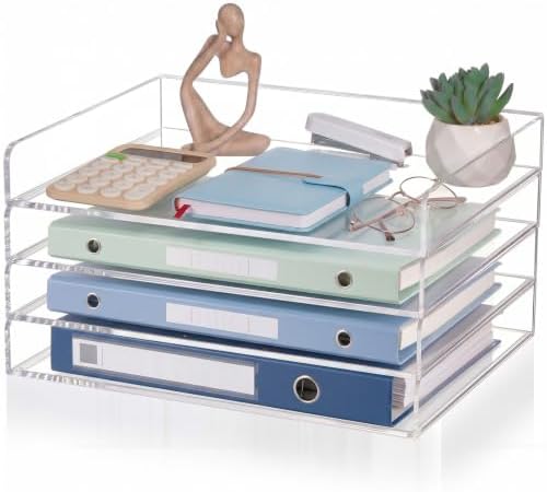 Harloon 4 Tier Paper Organizer Letter Tray Acrylic Desk File Organizer