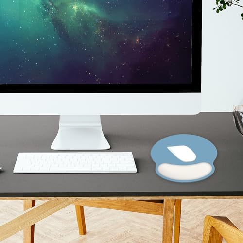 Mouse Pad with Wrist Rest Support, Ergonomic Gaming Mouse Pad with Non-Slip PU Base for Computer, Laptop, Office and Home, Easy Typing & Pain Relief (Blue Ivory)