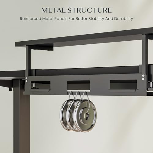 FlexiSpot Under Desk Cable Management Tray with Monitor Riser, No Drill