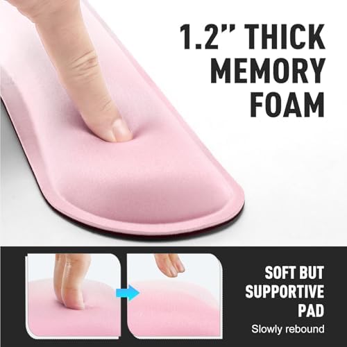 Gimars Upgrade Enlarge Silky Gel Memory Foam Keyboard Wrist Rest, Wrist Rest for Computer Keyboard, Ergonomic Mouse pad Rests for Typing Pain Relief, Wrist Support for Office, Gaming, Pink Gradient