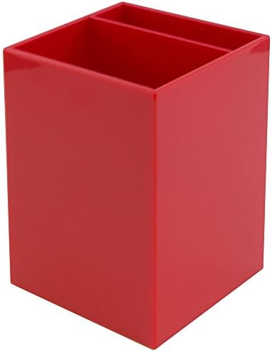 JAM PAPER Plastic Pen Holder - Red - Desktop Pencil Cup - Sold Individually