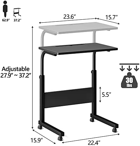 Klvied Small Standing Desk Adjustable Height, Portable Treadmill Desk, Mobile Table Ideal for Laptops and Tablets, Black