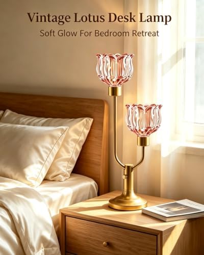 Lightdot Mid Century Modern Table Lamp Vintage Flower Lamp Gift Dimmable