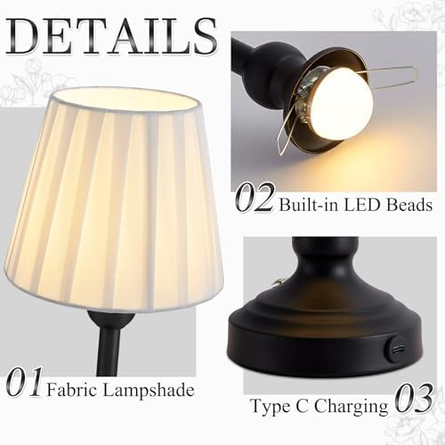Black Touch Table Lamp for Bedroom, Small Desk Lamp with 3 Color Dimming