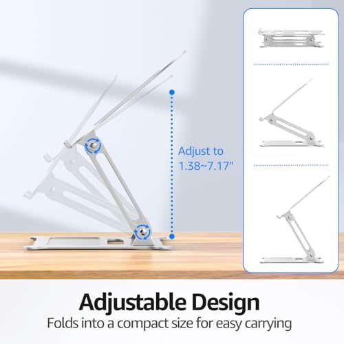 Urmust Adjustable Laptop Stand for Desk, 10-15.6“ Laptop Riser, Silver