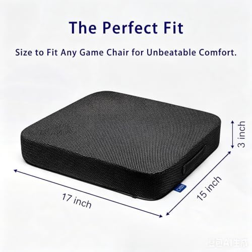 Ifoam Gel Infused Memory Foam Layer Wheelchair Cushion - Seat Cushion for Wheelchair-Office Chair, Kitchen Chair-Pressure Sore and Tailbone Pain Relief-High Dense Polyfoam Base (Black, 17×15×3 inch)