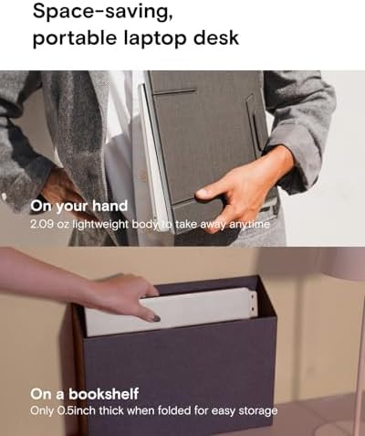 MOFT Folding Laptop Stand Lap Desk, Portable & Mini Computer Stand Laptop Desk for Travel and Home Office, Ergonomic Design with Adjustable Viewing Angles, Lightweight Computer Cooling Riser, Gray