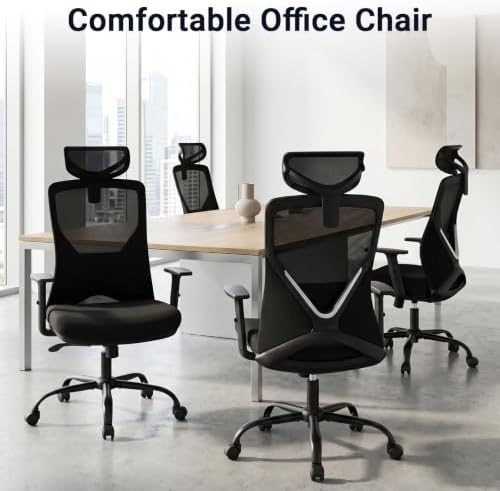 HYLONE Big and Tall Office Chair, High Back Mesh Chair with Adaptive Gravity Balance Recline, Adjustable Headrest & Lumbar Support, Comfortable Home Office Chair, X-Frame Structure