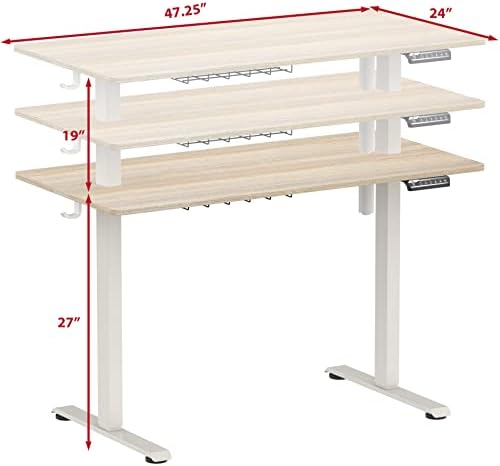 SHW 48-Inch Electric Height Adjustable Sit to Stand Desk, Maple