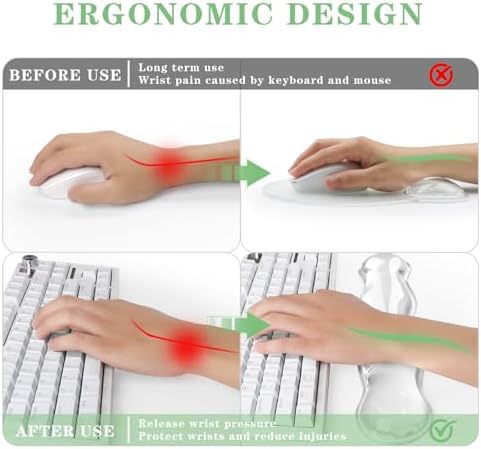 Gel Wrist Rest for Keyboard and Mouse Pad Set - Clear White