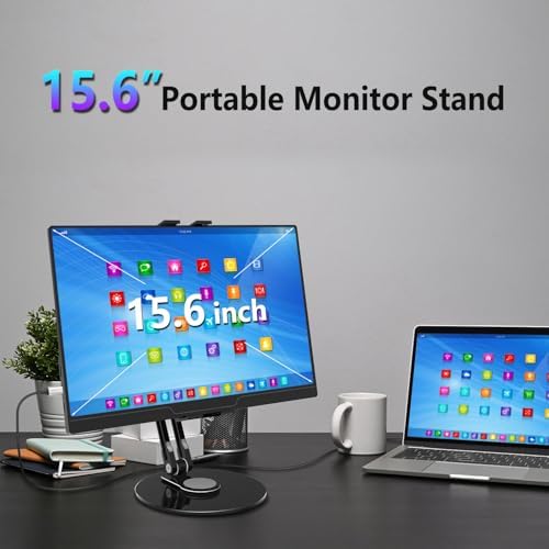 Bimo 360° Rotatable Aluminum Tablet Stand, Foldable Multi-Angle Desk Holder for 4.7-16 Inch iPad, Portable Monitor, Kindle, Switch, for Home Office Desk Work & Entertainment.