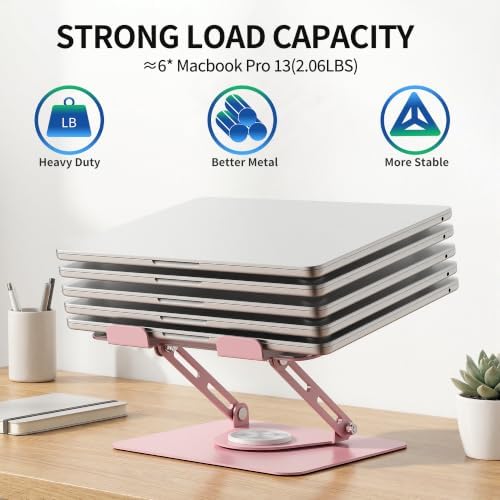 ALASHI 360° Rotating Laptop Stand, Multi-Angle, 10-17", Pink
