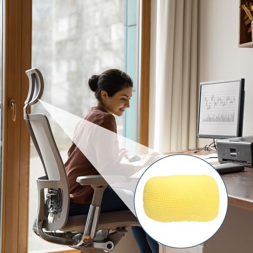 uxcell Office Chair Pillow Cover, Office Chair Headrest Attachment Removable Headrest Protector for Home Desk Computer Chairs, Yellow