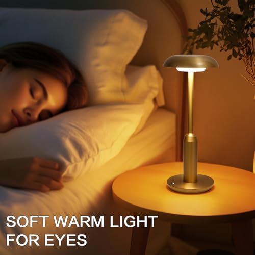 2 Pack Cordless Table Lamp, Rechargeable Table Light,Gold