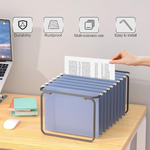 2 Sets Upgraded Adjustable Hanging File Folder Frame,Legal/Letter Size,Length Adjusted 16 to 25 inches,Heavy Duty Steel File Drawer/Cabinet Organizer Insert, Hanging Folder Holder,12.598" W X 9.45" H