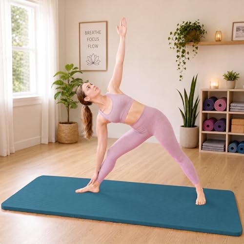 HULKFIT High Density Non Slip Yoga Mat, Extra Thick Exercise Mat with Carrying Strap, for Pilates, Fitness, Home Gym & Floor Workouts - Multiple Thickness & Multiple Color