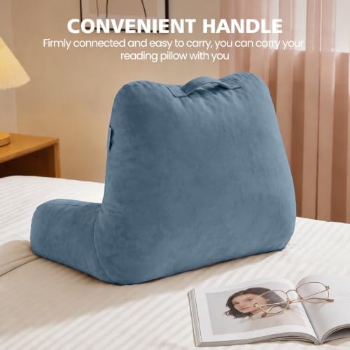 Memory Foam Reading Pillow for Sitting in Bed, Standard,Dusty Blue