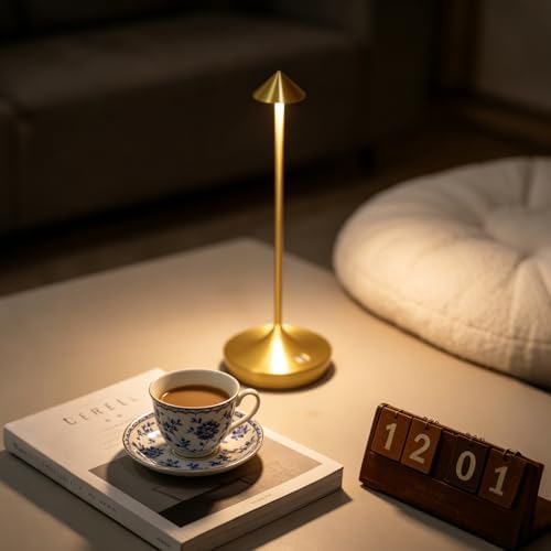 Cordless Rechargeable LED Table Lamp, Gold