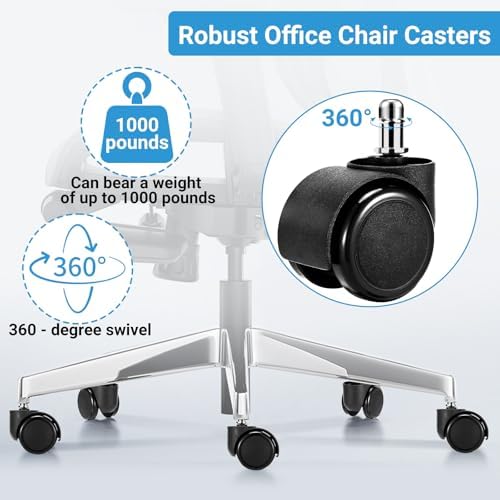 2" Office Chair Casters Wheels, 5 pcs Chair Wheel Replacement, 11mm Stem