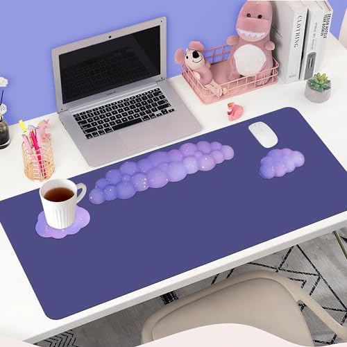 Silky Cloud Wrist Rest Set for Keyboard & Mouse, 16.9", Purple Star