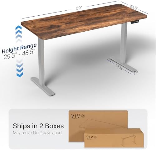 VIVO Rustic Vintage Brown 60 x 24 in Standing Desk, DESK-KIT-1G6N
