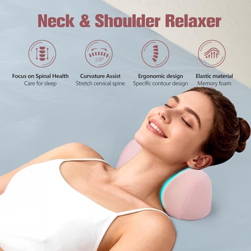 COMFYTHERA Small Neck Stretcher Pillow for Pain Relief, Soft Cervical Traction Device Neck Mild Support Pillow Memory Foam Cervical Neck Orthopedic Pillow for Tension Muscle Relax Relief (Pink)