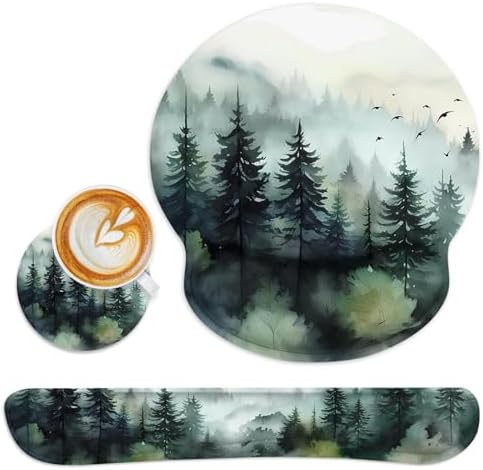 Britimes Ergonomic Mouse Pad Set with Wrist Rest, Green Mountain