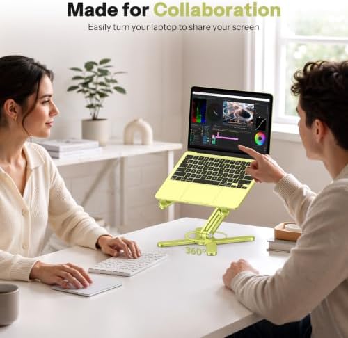 OMOTON LA10 360° Rotating Laptop Stand Riser Foldable for Desk, Citron