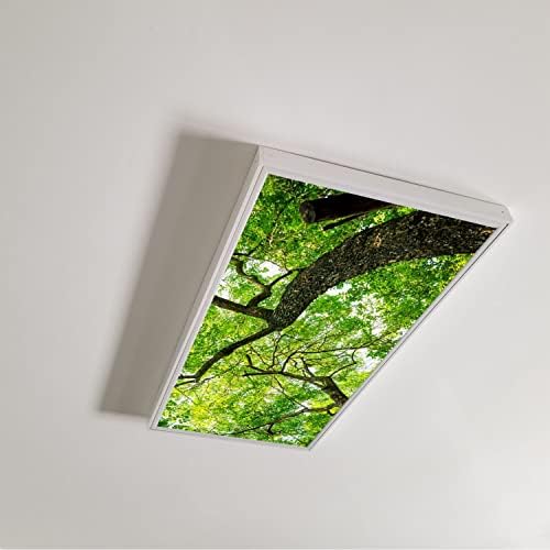 Fluorescent Light Cover Decorative Ceiling Light Filters,Tree pattern,for Classroom Office Hospitals Home Ceiling Decorative,2ft x 4ft,Green